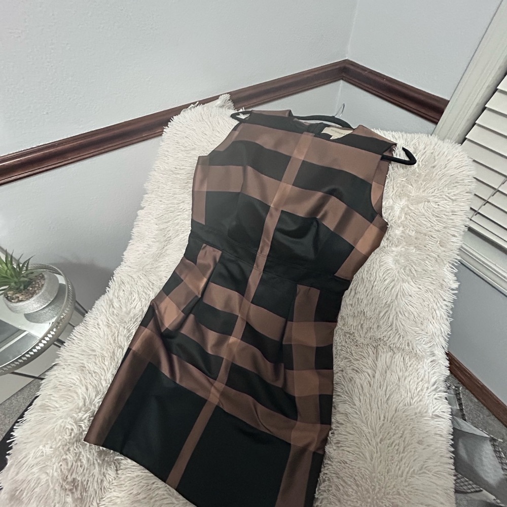 Burberry Black and Brown Plaid Mini Dress